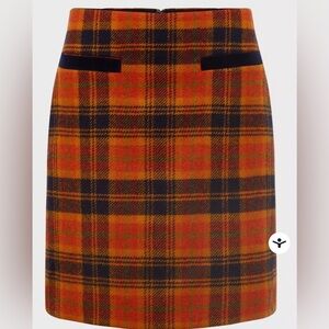 HOBBS London
Ruthie Wool Skirt  Plaid Orange and Black
